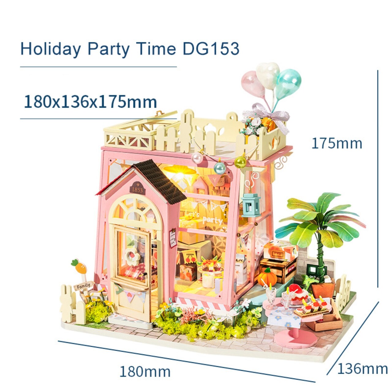 Robotime DIY Miniature House Kit - DG153 Holiday Party Time - Perfect Crafting Kit Gift for Kids